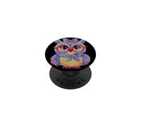 Blue Owl Portrait Animal Lover Graphic Pink Glasses Bow PopSockets Adhesive PopGrip