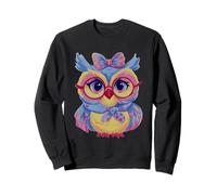 Blue Owl Portrait Animal Lover Graphic Pink Glasses Bow Sweatshirt
