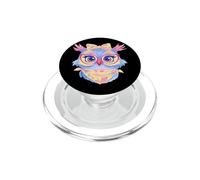 Blue Owl Portrait Animal Lover Graphic Pink Glasses Yellow PopSockets PopGrip for MagSafe