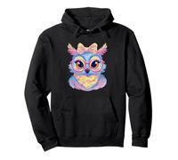 Blue Owl Portrait Animal Lover Graphic Pink Glasses Yellow Pullover Hoodie
