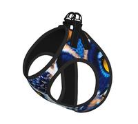 Blue Owl Print Adjustable Reflective Harness Leash Set For Cats, Dogs And Small Pets, Soft Breathable Mesh Walking Vest With Escape-Proof Lead