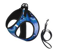 blue owl print Dog Harness, 2X Buckle,Dog Vest,No Pulling Front Leash Clip,for Small Medium Dogs