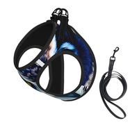 Blue Owl Print Dog Harness,Pet Leash Vest For Small To Medium Dogs,Perfect For Outdoor Adventures