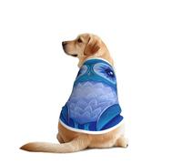 Blue Owl Print Dog Outfit Sleeveles, Funny Pet Dog Clothes Machine Washable Shirt Vest For Medium Large Dogs