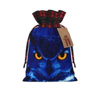 Blue Owl Print Drawstring Bags, Candy Snack Bag, Reusable Holiday Pouches for Wrapping & Storage M