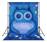 Blue Owl Print Photo Studio Background 5x7ft Soft Photo Backdrop Curtain For Studio Content Creator Equipment