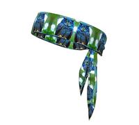 Blue Owl Print Tie Headband For Women Men,Ninja Headbands, Sweat Headband,For Athletic Yoga Running Gym.