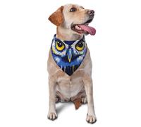 Blue Owl Printed Graphic Pet Triangle Scarf For Dogs & Cats, Adjustable Cute Pet Bandana For & Photo Shoots