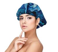Blue Owl Printed Satin Hair Bonnet for Sleeping Double Layer Silk Sleep Cap Hair Wrap Cap for Women Men