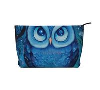 Blue Owl Prints Corduroy Makeup Bag for Women Girls, Spacious Travel Cosmetic Organiser for Make-up, Toiletries & Essentials