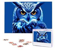Blue Owl Puzzles for Adults 1000 Pieces, Wooden Puzzle Personalized Jigsaw Puzzles from Photos, Challenging Puzzle Art Painting Home Decor Birthday Party Gift (29.5" x 19.7")