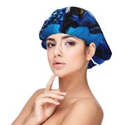 Blue Owl Satin Bonnet Silk Bonnet, Hair Bonnet For Sleeping, Soft Double Layer Silk Sleeping Cap Hair Wrap For Women Natural Hair Curly Hair Braided Hair Long Hair