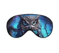 Blue Owl Sleep Mask for Women Men, Soft Eye Mask with Adjustable Strap for Sleeping, Light Blocking Travel Blindfold for Nap Comfortable Eye Cover for Home Office