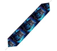 Blue Owl Table Runner for Dining Table, Short Plush Runners Washable & Durable Tablerunner Modern Home Decor for Wedding, Kitchen, Holiday 178*33cm