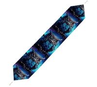 Blue Owl Table Runner for Dining Table, Short Plush Runners Washable & Durable Tablerunner Modern Home Decor for Wedding, Kitchen, Holiday 229*33cm