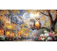 Blue-Owl-Under-Moonlight Jigsaw Puzzle 1000 Pieces Recycled Paper Educational Games Great Gift Idea for Adults and Kids Age 12 Years Up Beautiful Decoration Puzzle 38x52/1000pcs