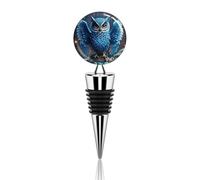 Blue Owl Wine Stopper Zinc Alloy Beverage Bottle Stopper Reusable Leak Proof Wine Cork Cute Champagne Saver Decorative Bottle Sealer Plug Gift for Men Women