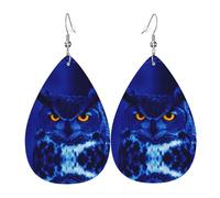 Blue Owl Women'S Drop-Shaped Leather Earrings Are Suitable For Parties, Holiday Parties And Gifts.