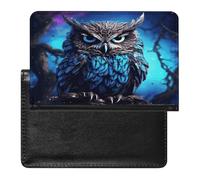 Blue Owl2 Passport Holder Vaccine Card Holder Travel Document Organizer Credit Card Organizer for Women/Men