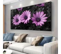 Blue Paint by Numbers for Adults Beginners, DIY Large Acrylic Paint by Number Kits on Canvas 40x70cm/16x28in, Panoramic Wall Art for Home Decor Arts and Crafts Hobby Gift, Flower,Without Frame,w-103k