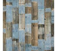 Blue Painted Wood Effect Cushion Vinyl Flooring Sheet Lino Rustic Oak Flooring For Bathrooms & Kitchens 2m 3m Width 2m To 7m Length (Ocean Painted Wood, 3.5m x 3m)