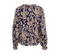 Blue Paisley Blouse with Puff Sleeves - female - Cream - Blouses - Multicolor - M - Blouses & Shirts M