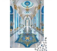 Blue Palace Hall 1000 Piece Jigsaw Puzzle Paper for Adults European Architecture Jigsaw Puzzle for Family Elegant Interior Decoration Stress Relief Gift 52x38cm/1000pcs