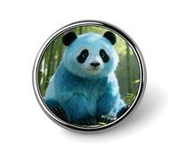 Blue-panda Badge Exquisite Round Alloy Brooch Cute Brooch Fashion Name Badge Lightweight Elegant Pin Compact Circular Alloy Lapel Pin for Id Club Event Souvenir Gift