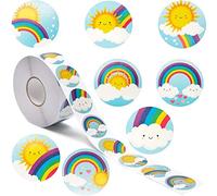 Blue Panda Rainbow and Sunshine Sticker, 1000 Pack, 1.5 inch