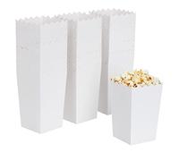 BLUE PANDA Set of 100 Popcorn Favour Boxes Mini Paper Popcorn and Candy Containers Plain White - 590 mL 8.4 x 14 cm