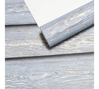 Blue Panel Effect Wallpaper Grey Textured Realistic Rustic Feature Wall Lounge