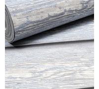 Blue Panel Effect Wallpaper Grey Textured Realistic Rustic Feature Wall Lounge