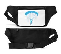 Blue Parachute Skydiving Graphic Unisex Waist Bag Black