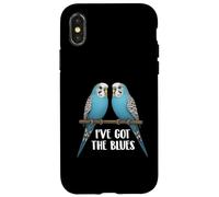 Blue Parakeet Bird, Budgie, Funny, I've Got the Blues Case for iPhone X/XS