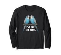 Blue Parakeet Bird, Budgie, Funny, I've Got The Blues Long Sleeve T-Shirt