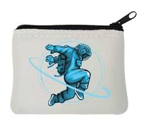Blue Parkour Astronaut Neoprene Coin Purse Pouch 10x11cm White