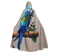 Blue Parrot Hugging 1 Print Halloween Hooded Cloak Medieval Renaissance Style Costume Unisex Wizard Role Play