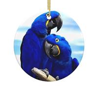 Blue Parrot Hugging Creative 2.9-inch ceramic Christmas tree pendant, perfect for bedroom weddings and party souvenirs