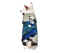 Blue Parrot Hugging Print Small Dogs Warm Hoodie, Soft And Breathable Sweatshirt, Easy To Wear Jumper For Winter And Fall, Cold Weather Hooded Coat Pullover
