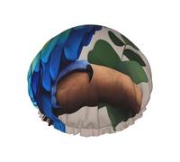 Blue Parrot Hugging Shower Caps, Waterproof Bath Caps Reusable Shower Caps Band Bath Hair Hat For Women Ladies