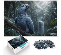 Blue Parrot Portrait with Dramatic Lighting Jigsaw Puzzle, 1000 Piece | As a Christmas gift idea: Adult jigsaw puzzle with 1000 pieces works well for shared time during the holidays.