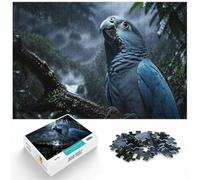 Blue Parrot Portrait with Dramatic Lighting Jigsaw Puzzle, 1000 Piece | For cold evenings at home, this adult jigsaw puzzle with 1000 pieces offers for the Christmas break.