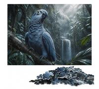 Blue Parrot Portrait with Dramatic Lighting Jigsaw Puzzle, 1000 Pieces | Screen-free New Year present: tabletop activity for adults on quiet evenings.