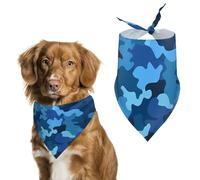 Blue Parttern Dog Bandana Triangle Dog Scarf Washable Polyester Dog Bibs Cute Pet Bandana for Medium Large Dogs Puppy and Cats