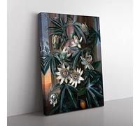 Blue Passion Flower By Philip Reinagle Classic Painting Canvas Wall Art Print Ready to Hang, Framed Picture for Living Room Bedroom Home Office Décor, 50x35 cm (20x14 Inch)