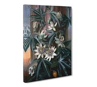 Blue Passion Flower By Philip Reinagle Classic Painting Canvas Wall Art Print Ready to Hang, Framed Picture for Living Room Bedroom Home Office Décor, 24x16 Inch (60x40 cm)