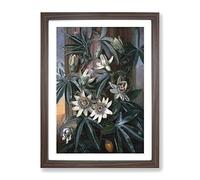 Blue Passion Flower By Philip Reinagle Classic Painting Framed Print | A2 Walnut Framed Wall Art | Ready to Hang | Classic Floral Picture | Living Room Bedroom Lounge Office