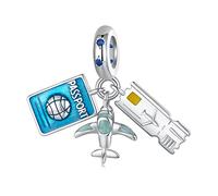 Blue Passport Charm Sterling Silver Travel Airplane Flight Charm fits Pandora Bracelet