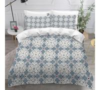 Blue Pattern Border Duvet Cover Double Bedding Set 200×200cm Abstract Geometry 3D Double Duvet Cover Soft Print Quilt Cove for Mature Men Women Adults