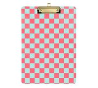 Blue-Peach Checkerboard Mini Clip Boards Waterproof for Football Softball Coaching Size 9 x 12